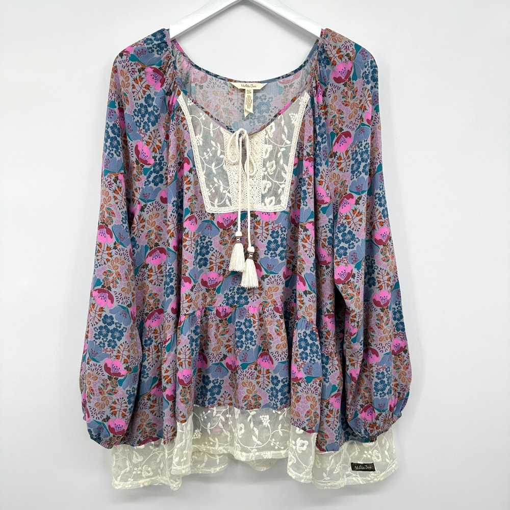 Matilda‎ Jane Make Believe Sew Perfect Top Shirt Size XXL Floral Lace Peasant
